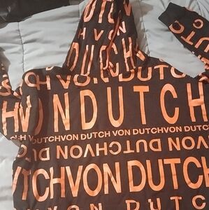 Von Dutch Hoodie with Orange Lettering